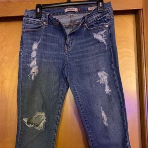 Ripped blue jeans